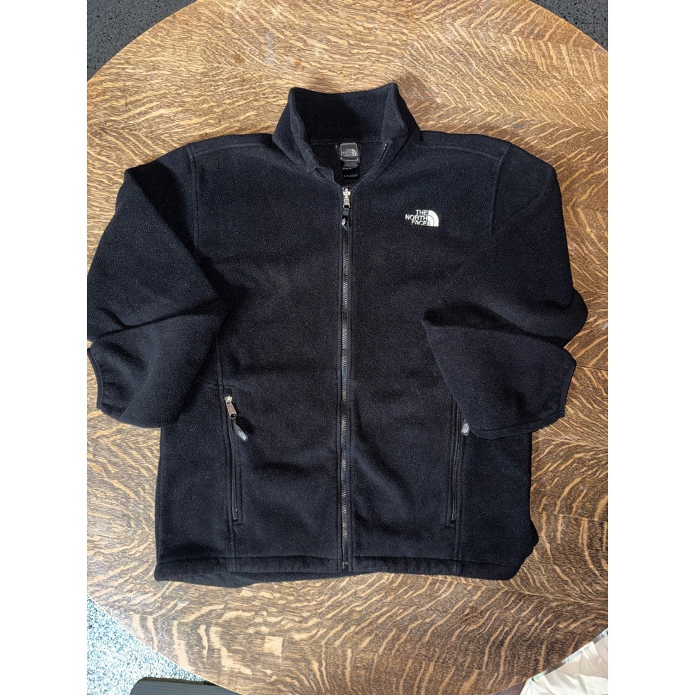 The North Face Mens XL Full Zip Fleece Jacket Black Mock Neck TKA 100 Logo